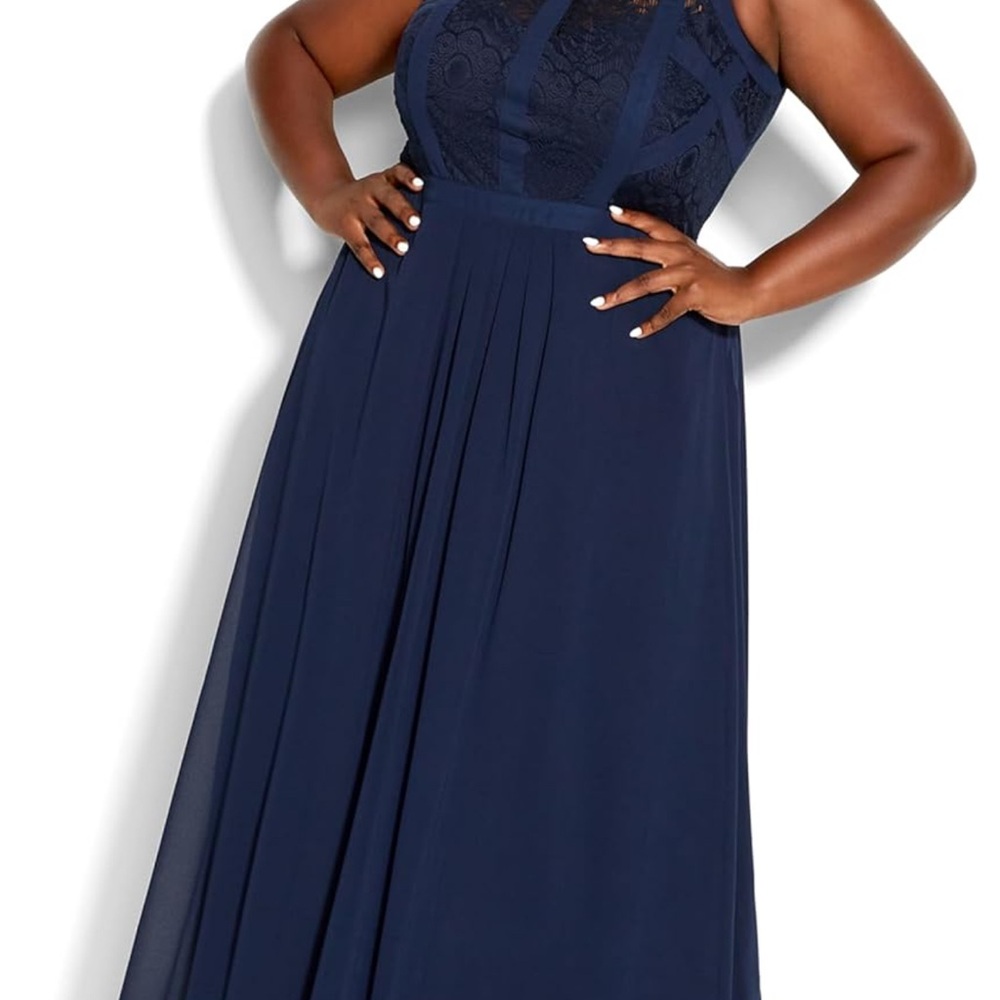 CITY CHIC Navy Sleeveless Maxi Dress- NMT SIZE 16 - Picture 4 of 12